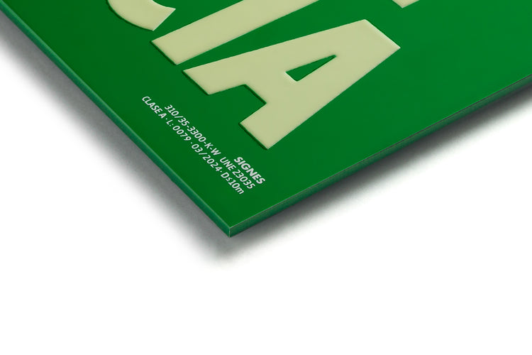 señal señalización emergencia evacuación direccional posicional exit signes signesshop