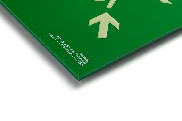 señal señalización emergencia evacuación direccional posicional exit signes signesshop