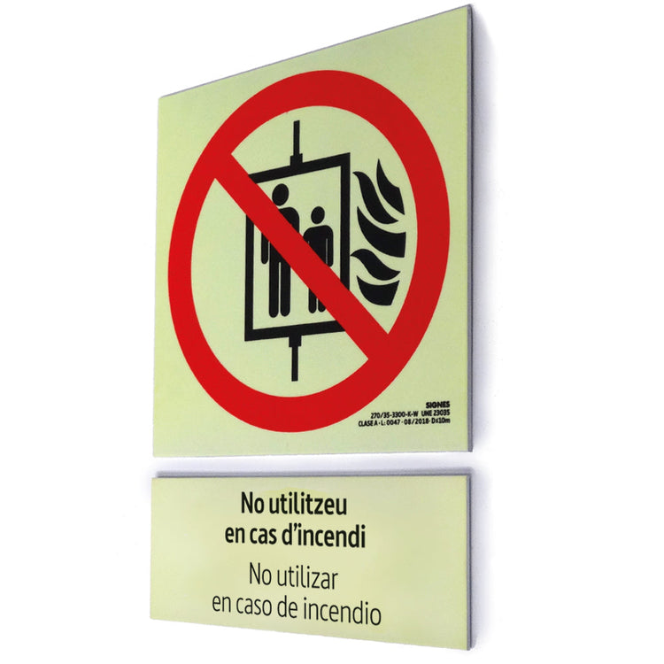 E50A-200 · Ascensor incendio catalán/castellano · Contraplaca