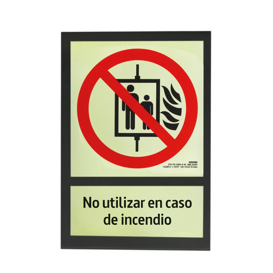 E50A-300 · Ascensor incendio castellano · Paspartú negro