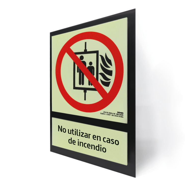 E50A-300 · Ascensor incendio castellano · Paspartú negro