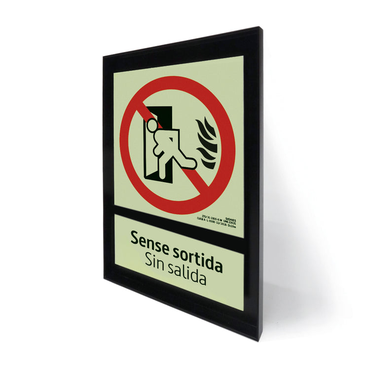 E50B-400 · Sense sortida/Sin salida · Marco aluminio