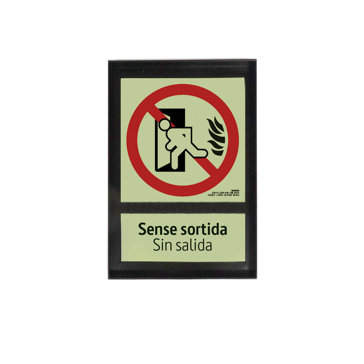 E50B-400 · Sense sortida/Sin salida · Marco aluminio