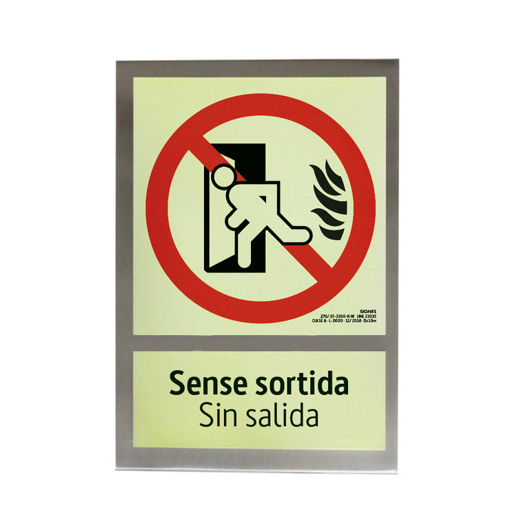E50B-300 · Sense sortida/Sin salida catalán/castellano · INOX