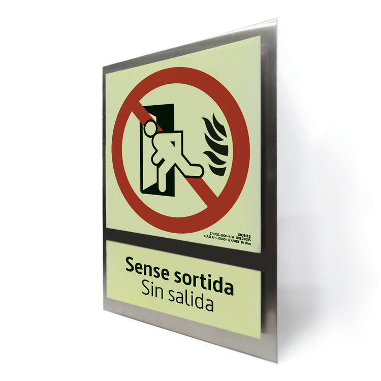 E50B-300 · Sense sortida/Sin salida catalán/castellano · INOX