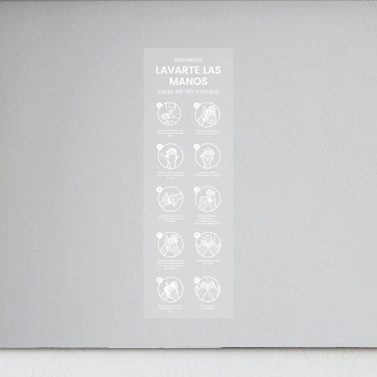 VL02 · Vinilo transparente Infografía lavado de manos (Pack 2 ud.)