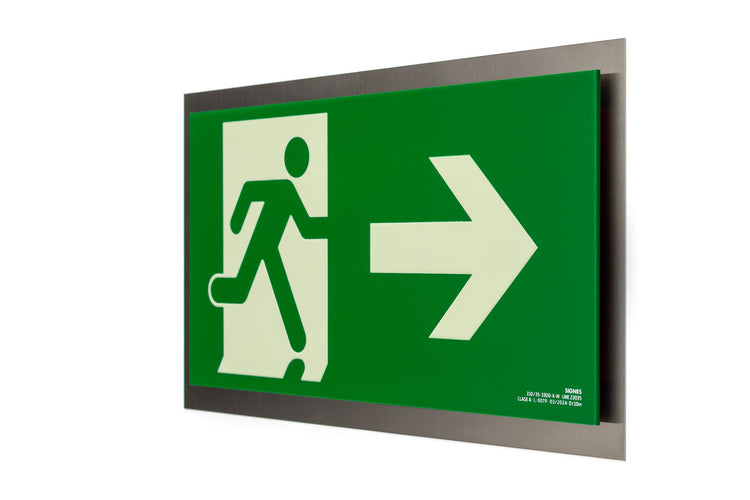 señal señalización emergencia evacuación direccional posicional exit signes signesshop