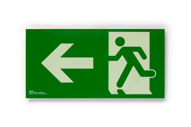 señal señalización emergencia evacuación direccional posicional exit signes signesshop