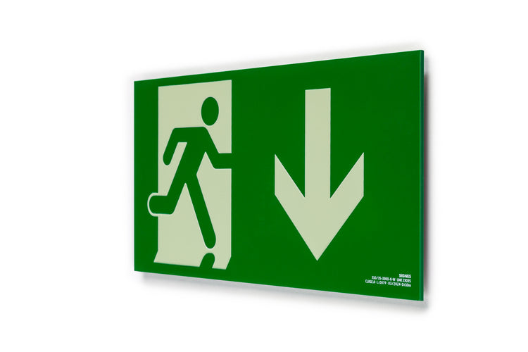 señal señalización emergencia evacuación direccional posicional exit signes signesshop