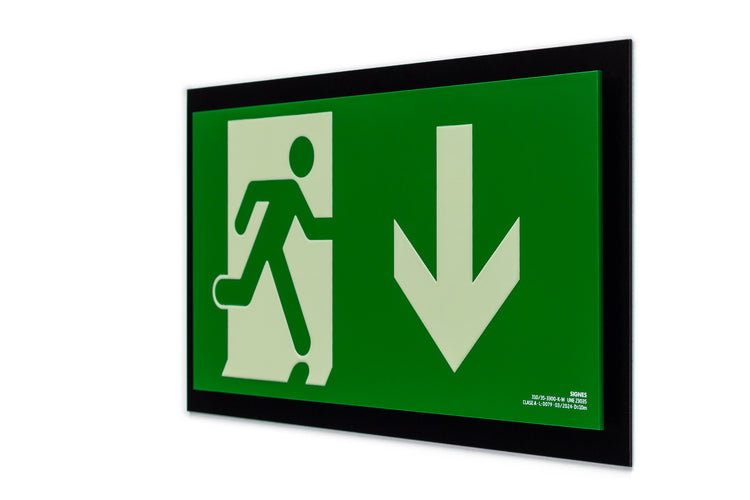 señal señalización emergencia evacuación direccional posicional exit signes signesshop