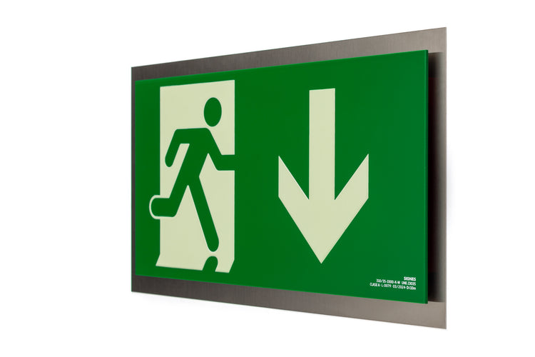 señal señalización emergencia evacuación direccional posicional exit signes signesshop