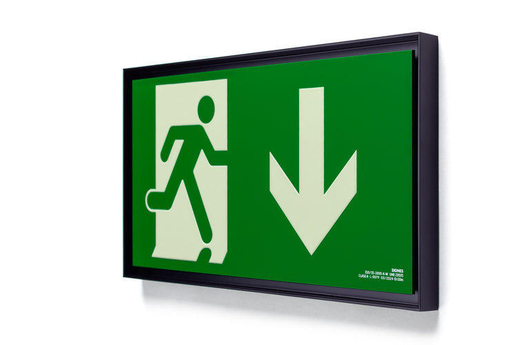 señal señalización emergencia evacuación direccional posicional exit signes signesshop