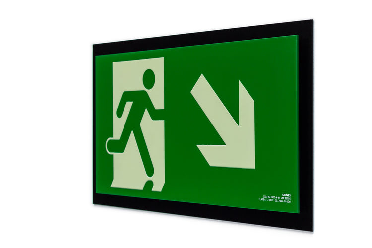 señal señalización emergencia evacuación direccional posicional exit signes signesshop