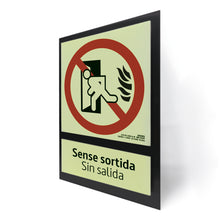 E50B-300 · Sense sortida/Sin salida catalán/castellano · Paspartú negro