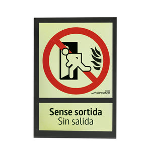 E50B-300 · Sense sortida/Sin salida catalán/castellano · Paspartú negro